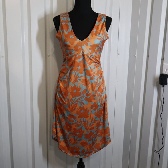 Prana Womens Pearl Isla Dress Orange Blue Stretch Size Small NWT *Flawed* - Picture 2 of 12